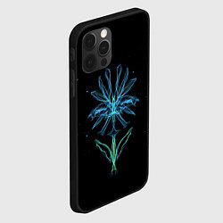 Чехол для iPhone 12 Pro Неоновый цветок на черном фоне, цвет: 3D-черный — фото 2