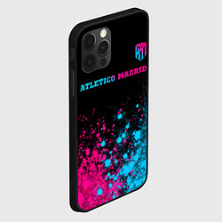 Чехол для iPhone 12 Pro Atletico Madrid - neon gradient: символ сверху, цвет: 3D-черный — фото 2