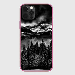 Чехол для iPhone 12 Pro Night Forest, цвет: 3D-малиновый