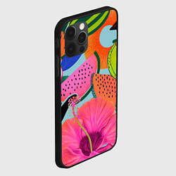 Чехол для iPhone 12 Pro Цветочный, фруктовый, тропический паттерн, цвет: 3D-черный — фото 2