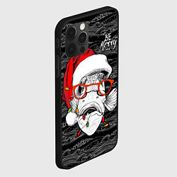 Чехол для iPhone 12 Pro Be merry, fish, Santa Claus, цвет: 3D-черный — фото 2