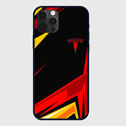 Чехол для iPhone 12 Pro Тесла - Оранжевая спортивная, цвет: 3D-черный
