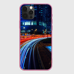 Чехол для iPhone 12 Pro Ночной мегаполис night city, цвет: 3D-малиновый
