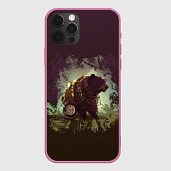 Чехол для iPhone 12 Pro Сила медведя, цвет: 3D-малиновый