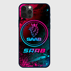 Чехол для iPhone 12 Pro Saab - neon gradient, цвет: 3D-черный