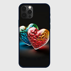 Чехол для iPhone 12 Pro Сердечки для влюблённых, цвет: 3D-черный