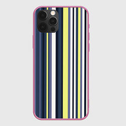 Чехол для iPhone 12 Pro Абстрактные разноцветные линии, цвет: 3D-малиновый