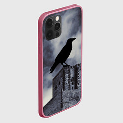 Чехол для iPhone 12 Pro Halloween - силуэт ворона, цвет: 3D-малиновый — фото 2