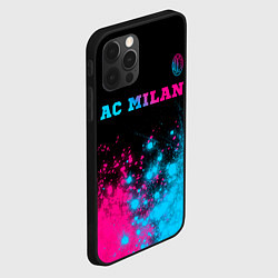 Чехол для iPhone 12 Pro AC Milan - neon gradient: символ сверху, цвет: 3D-черный — фото 2