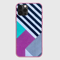 Чехол для iPhone 12 Pro Разнообразные абстрактные паттерны, цвет: 3D-малиновый