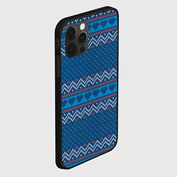 Чехол для iPhone 12 Pro Вязанный стиль - сердечки, цвет: 3D-черный — фото 2