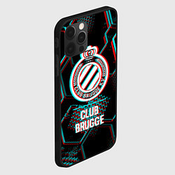 Чехол для iPhone 12 Pro Club Brugge FC в стиле glitch на темном фоне, цвет: 3D-черный — фото 2