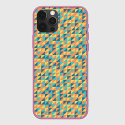 Чехол для iPhone 12 Pro Абстрактный мозаичный узор, цвет: 3D-малиновый
