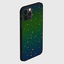 Чехол для iPhone 12 Pro Золотые, синие звезды на сине-зеленом градиенте, цвет: 3D-черный — фото 2