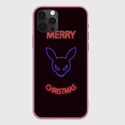 Чехол для iPhone 12 Pro Neon christmas bunny, цвет: 3D-малиновый