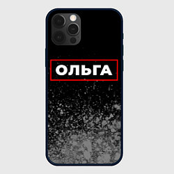 Чехол для iPhone 12 Pro Ольга - в красной рамке на темном, цвет: 3D-черный
