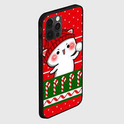 Чехол для iPhone 12 Pro Белый котик - игра в снежки, цвет: 3D-черный — фото 2