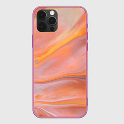 Чехол для iPhone 12 Pro Оранжевая река и краски, цвет: 3D-малиновый