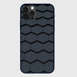 Чехол для iPhone 12 Pro Металлическая серая броня, цвет: 3D-черный
