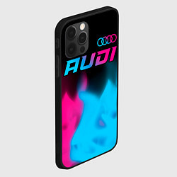 Чехол для iPhone 12 Pro Audi - neon gradient: символ сверху, цвет: 3D-черный — фото 2