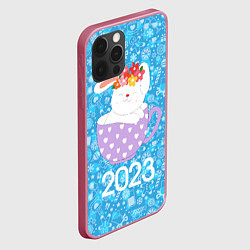 Чехол для iPhone 12 Pro Зайка в чашке 2023, цвет: 3D-малиновый — фото 2