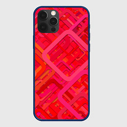 Чехол для iPhone 12 Pro Красные абстрактные геометрические ромбы, цвет: 3D-тёмно-синий