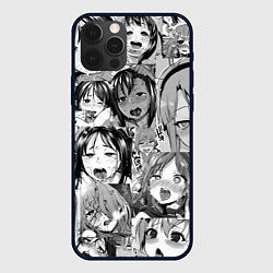 Чехол для iPhone 12 Pro Ахегао паттерн, цвет: 3D-черный