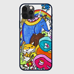Чехол для iPhone 12 Pro Мультяшные зверьки, цвет: 3D-черный