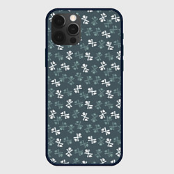 Чехол для iPhone 12 Pro Череп и кости штрихованные, цвет: 3D-черный