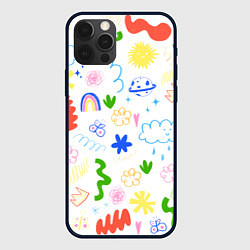 Чехол для iPhone 12 Pro Детские рисунки, цвет: 3D-черный