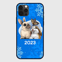 Чехол iPhone 12 Pro Влюбленные кролики 2023