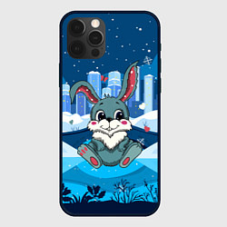 Чехол для iPhone 12 Pro Зайчик с сердечками, цвет: 3D-черный