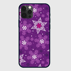 Чехол для iPhone 12 Pro Violet snow, цвет: 3D-черный