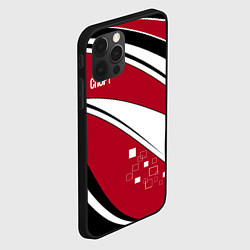 Чехол для iPhone 12 Pro Красно черная абстракция на белом спорт, цвет: 3D-черный — фото 2