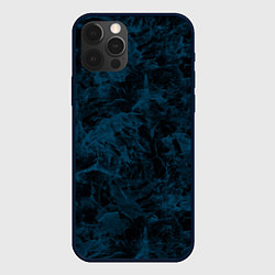 Чехол для iPhone 12 Pro Синий и черный мраморный узор, цвет: 3D-черный
