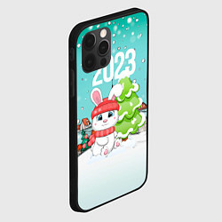 Чехол для iPhone 12 Pro Зайка рядом с елочкой 2023, цвет: 3D-черный — фото 2