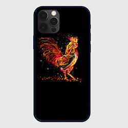 Чехол для iPhone 12 Pro Огненный петух, цвет: 3D-черный