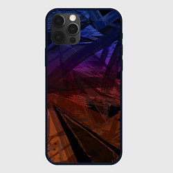 Чехол для iPhone 12 Pro Абстрактный черный узор на сиреневом, коричневом ф, цвет: 3D-черный