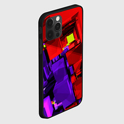 Чехол для iPhone 12 Pro Множество геометрических красных, фиолетовых и жёл, цвет: 3D-черный — фото 2
