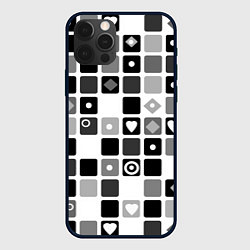 Чехол для iPhone 12 Pro Черно-белый узор мозаика, цвет: 3D-черный