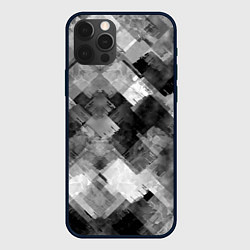 Чехол для iPhone 12 Pro Полоски белые и чёрные, цвет: 3D-черный