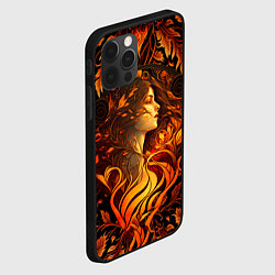 Чехол для iPhone 12 Pro Девушка в стиле ар-нуво с огнем и осенними листьям, цвет: 3D-черный — фото 2