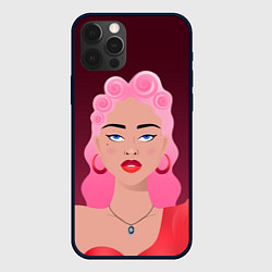 Чехол для iPhone 12 Pro Retro girl, цвет: 3D-черный