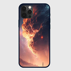 Чехол для iPhone 12 Pro Галактика над живописным пейзажем, цвет: 3D-черный