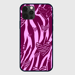 Чехол для iPhone 12 Pro Полосатая любовь, цвет: 3D-черный
