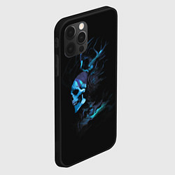 Чехол для iPhone 12 Pro Blue skeleton with horns, цвет: 3D-черный — фото 2
