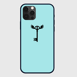 Чехол для iPhone 12 Pro Ключик к замочку голубой, цвет: 3D-черный