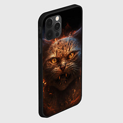 Чехол для iPhone 12 Pro Огненный кот, цвет: 3D-черный — фото 2