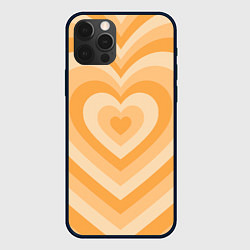 Чехол для iPhone 12 Pro Hearts orange, цвет: 3D-черный