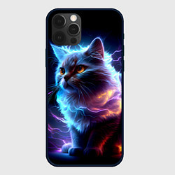 Чехол для iPhone 12 Pro Электрический котёнок искрящий молниями, цвет: 3D-черный